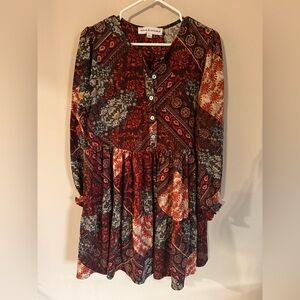 Emma & Michele‎ Multicolor Long Sleeve Dress boho